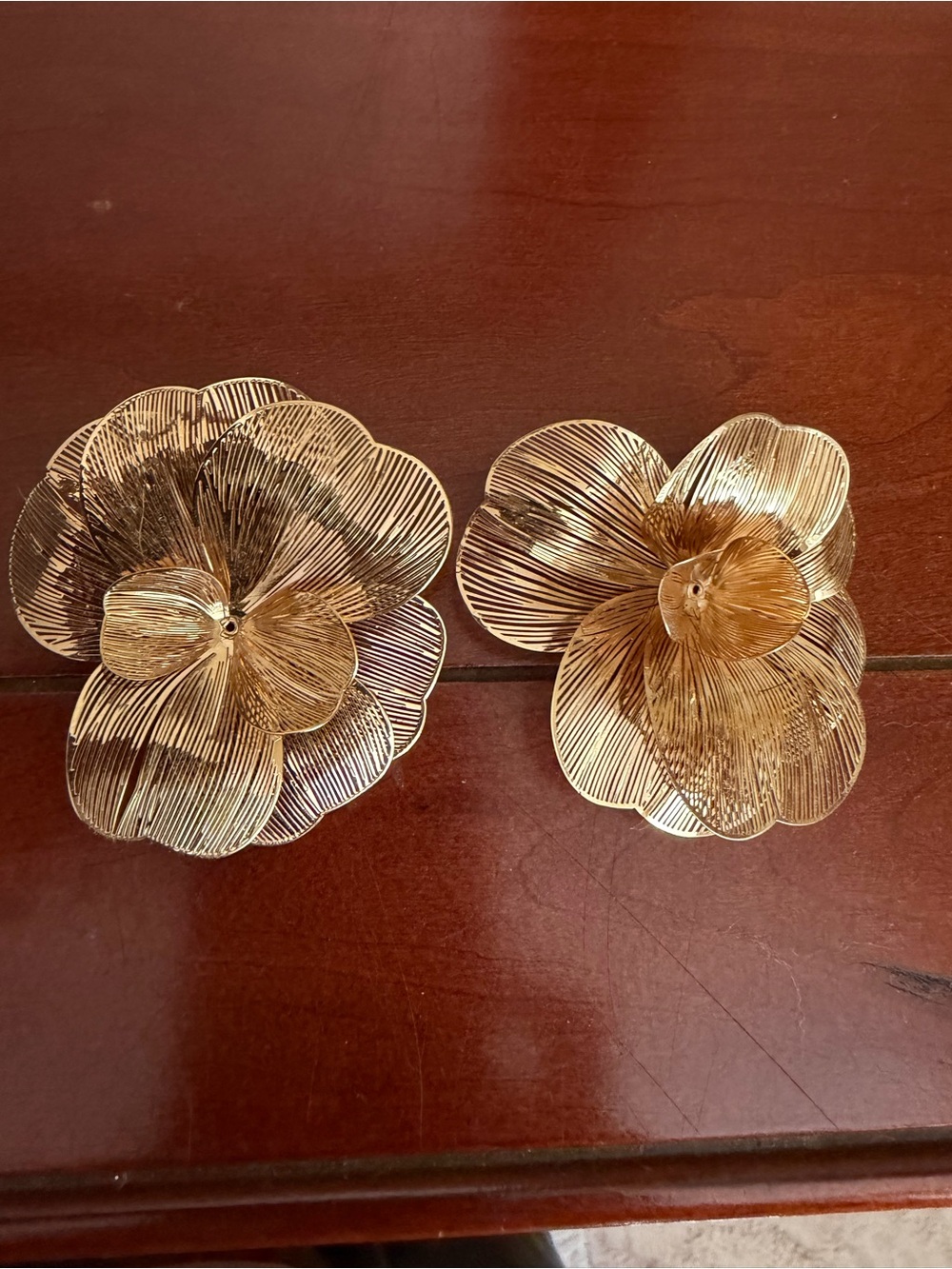 Zara Metallic Gold Floral Hoop Earrings